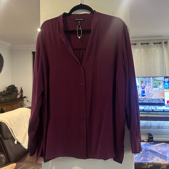 100% Silk Eileen Fisher Blouse - Picture 1 of 5